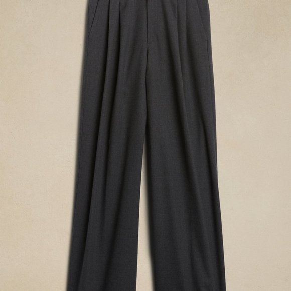 Banana Republic flannel wide leg trousers 2p Dark gray NWT - Picture 2 of 4